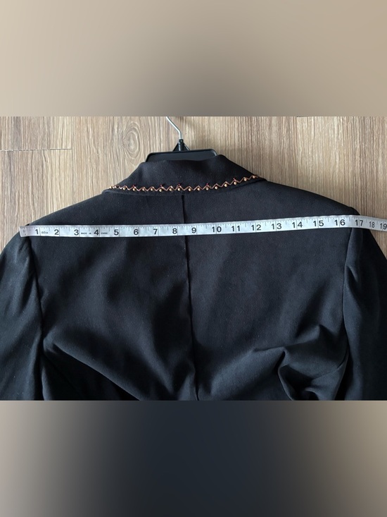 VTG Studio I Blazer Black Beaded Faux Suede 3 Button Womens 12 Office Cowgirl - Picture 8 of 9